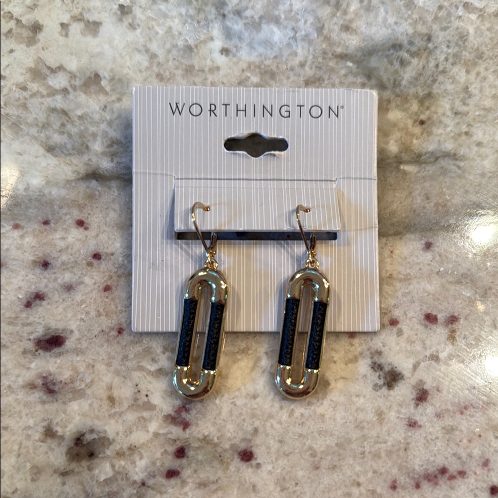 Worthington Gold and Black Geometric Dangle Earrings